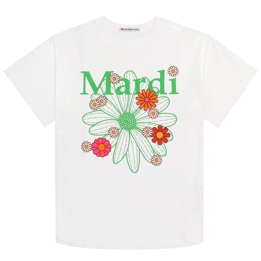 アパレル Tシャツ HEATHER NAVY 半袖 TSHIRT FLOWERMARDI BLOSSOM 韓国 ファッション レディース ストリート