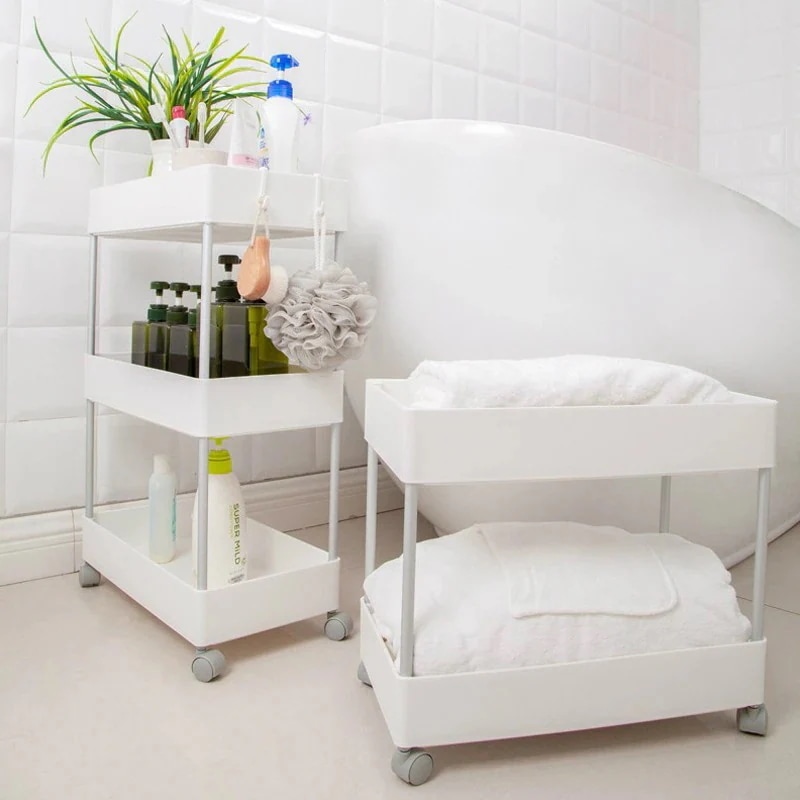 きちんと置く&省スペースキッチンラック 多層収納ラック 収納ラック バス収納ラック 可動式トロリー フロアスタンド型 キャスター付き