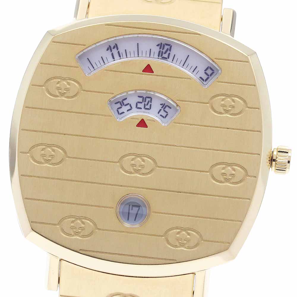 グッチ GUCCI 157.4/YA157403 グリップウォッチ デイト クォーツ ボーイズ 箱付き_953505【中古】