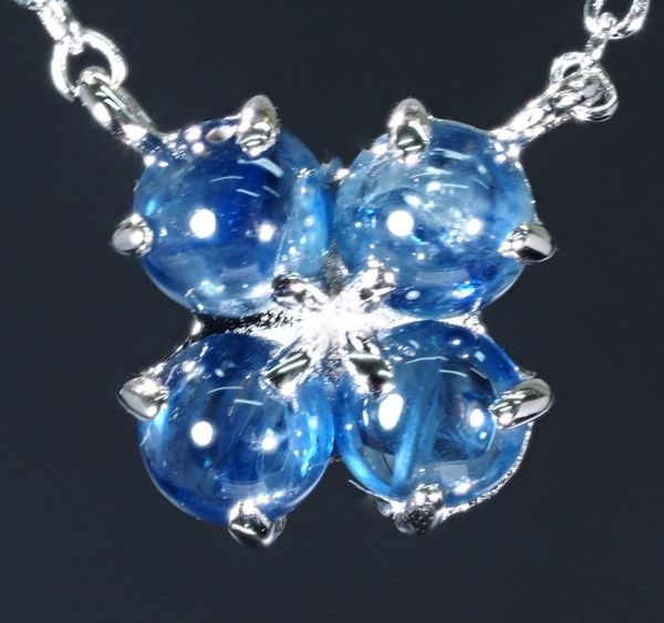 天然 サファイア ネックレス 四つ葉 クローバー 花 刻印有 No.70-7 プレゼント