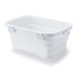 (24個セット) ソフトタブ/洗い桶 (6.6L ホワイト) 水抜き栓付き 折りたたみ式 コンパクト (キッチン 台所 アウトドア)