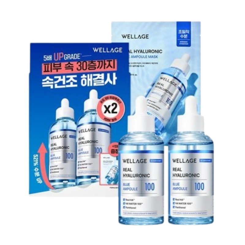 [新作](+マスク1枚贈呈)リアルヒアルロニックブルー100アンプル 75ml+75mlセット