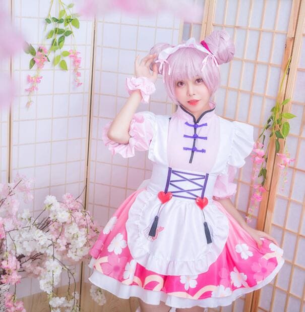 ロリータ服 ロリータ メイド服 ピンク エプロン メイド服 大きいサイズあり メイド コスプレ 仮装 コスチューム ハロウィン 学園祭 文化祭 イベント 撮影 バック大リボン付き
