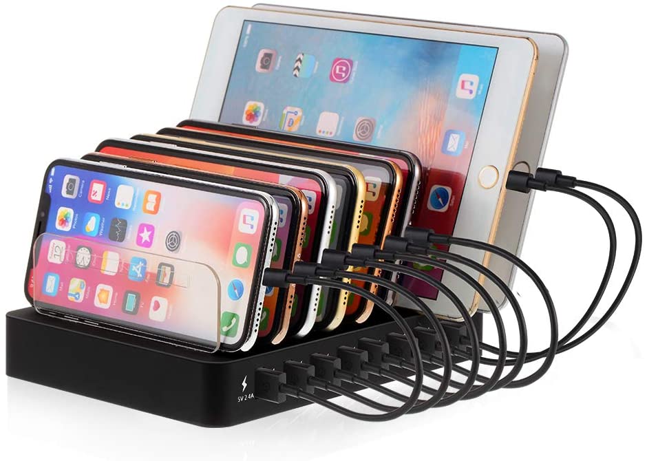 急速USB充電スタンド 8ポート 収納型 充電器 QC3.0 usb急速充電 チャージャーステーション USB充電ステーション iPhone / iPad /タブレットなど充電可能
