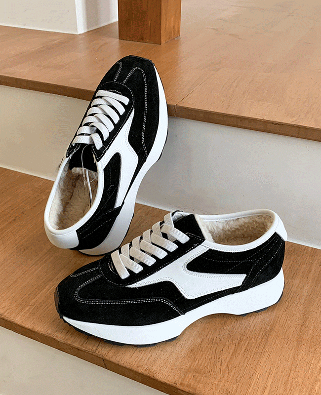 [MILOVANY] 天然皮革 ロペ配色コンビファースニーカー3cm