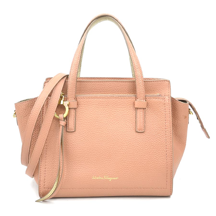 サルヴァトーレフェラガモ Salvatore Ferragamo ハンドバッグ ショルダーバッグ ガンチーニ レザー コーラルピンク レディース r10638a