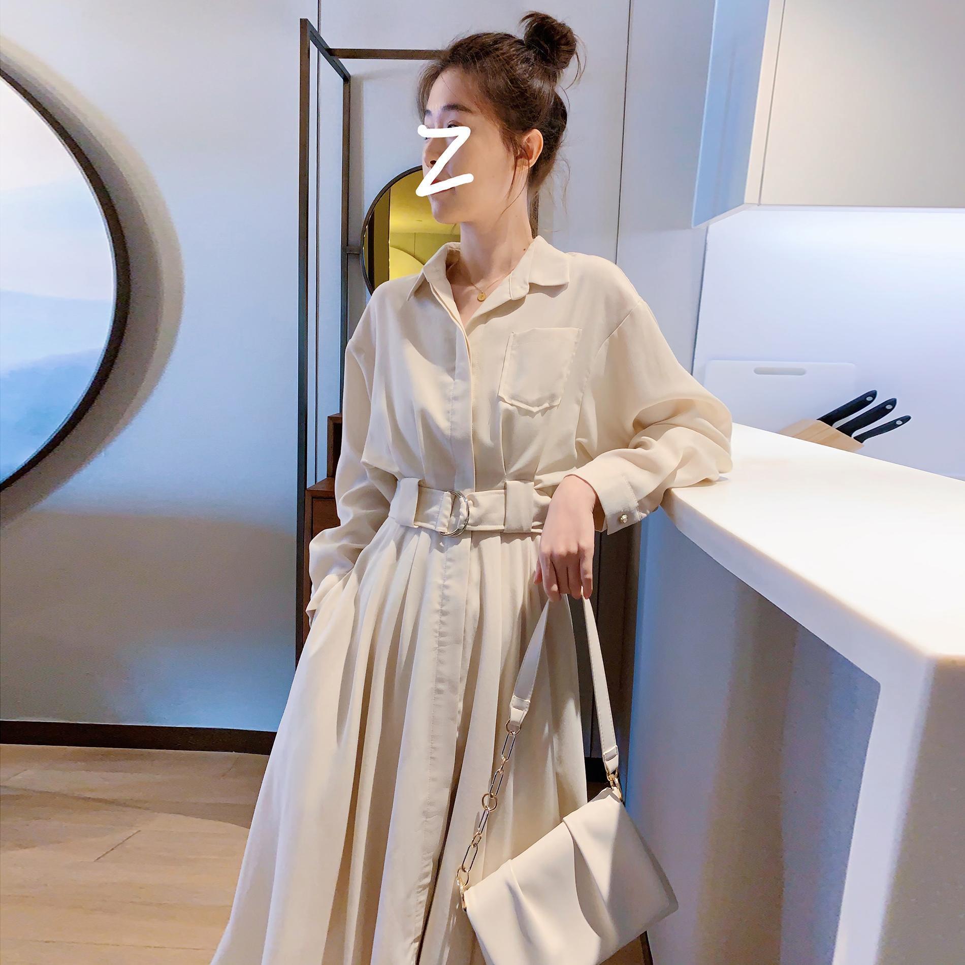 エレガントシャツ 感長袖 エレガントトレンチコートスカートスリム/着痩せ