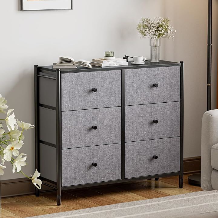 収納 チェスト タンス 布製 洋服収納 引き出し 衣裝ケース オシャレ リビング収納 寝室 木製天板 転倒防止 一人暮らし北欧風( グレー, 幅88.5CM)