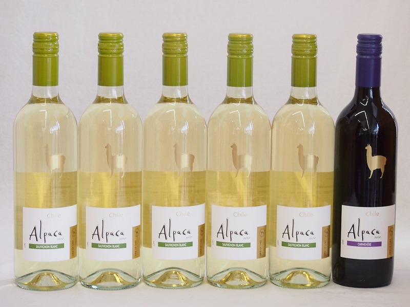 チリ産ワインアルパカ6本セット(赤カベルネメルロー(ミディアムボディ) 白ソーヴィニヨンブラン(
