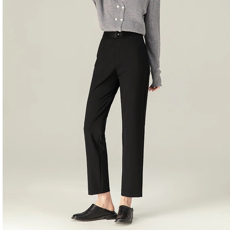 大きいサイズ 通勤スーツパンツ 九分ズボン 秋冬新作百合ハイウエスト ストレートボトムス30%制限