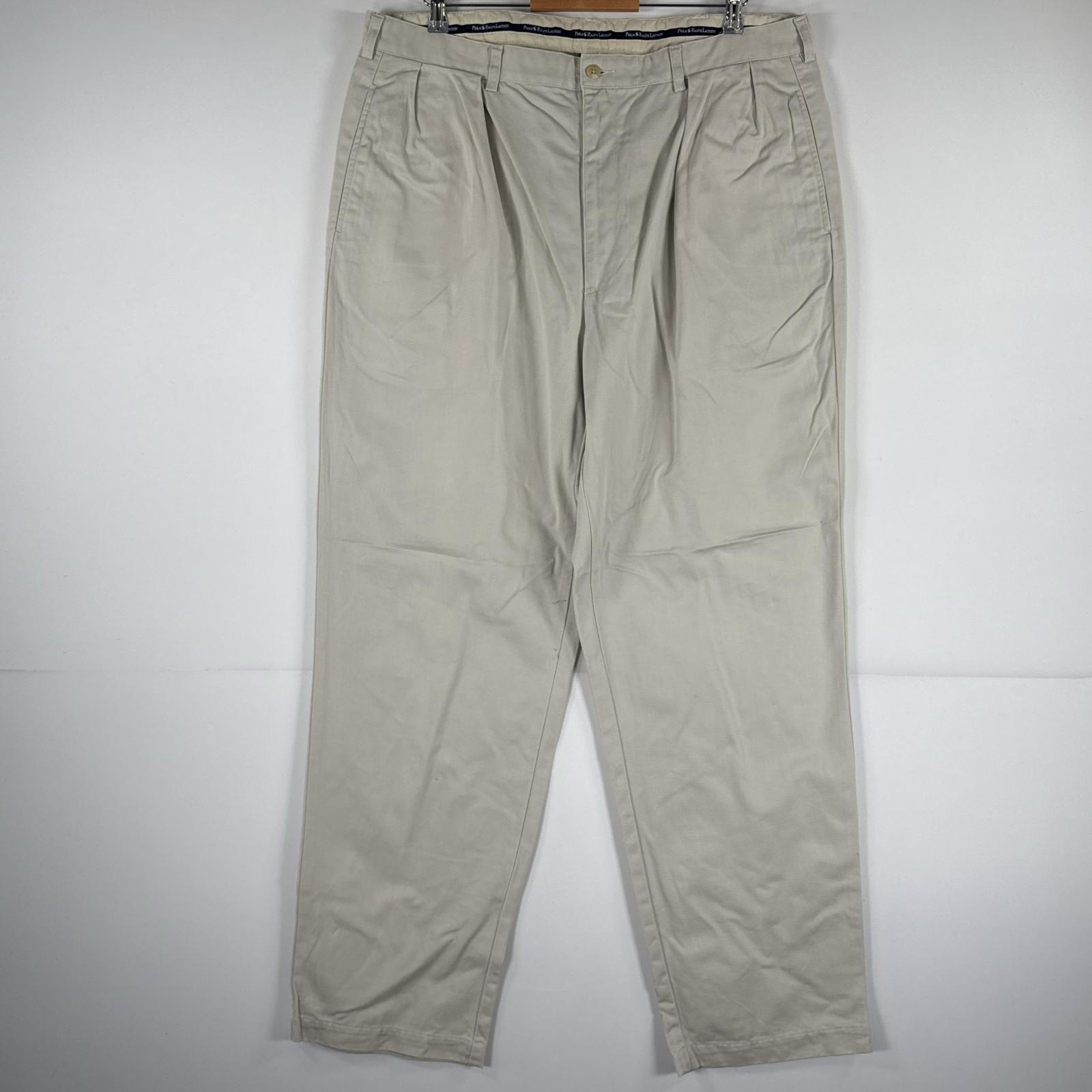 古着 チノパンツ チノパン ワンポイント スラックス 大きいサイズ w40 L32 ベージュ メンズ 5,060円
