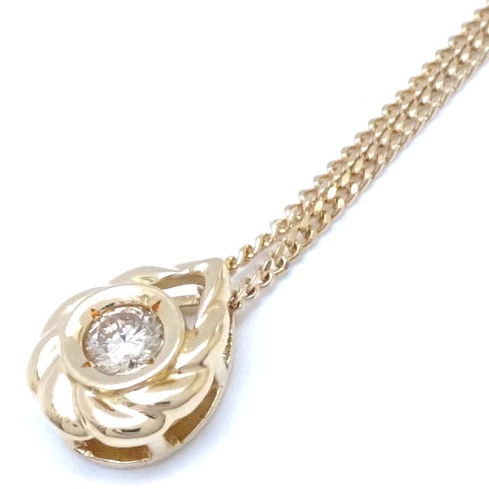 ダイヤモンド ネックレス 一粒ダイヤモンド0.13ct K18YG イエローゴールド/75602【中古】