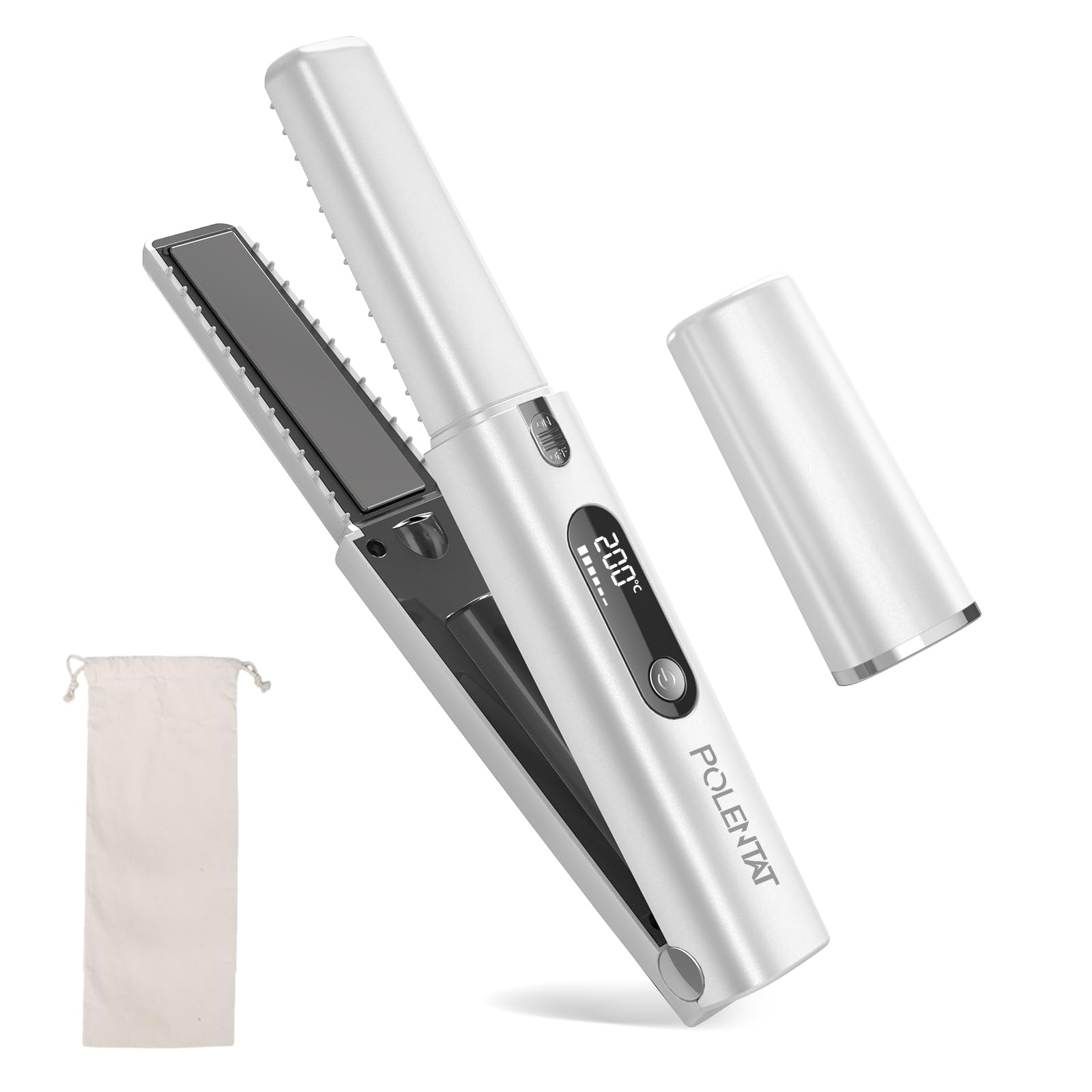 POLENTAT [電池着脱式 最新改良型] ヘアアイロン コードレス 機内持ち込み可 USB充電式 コードレスヘアアイロン ミニ ストレートアイロン 2way 3段階温度調整 MAX200℃ 急速加