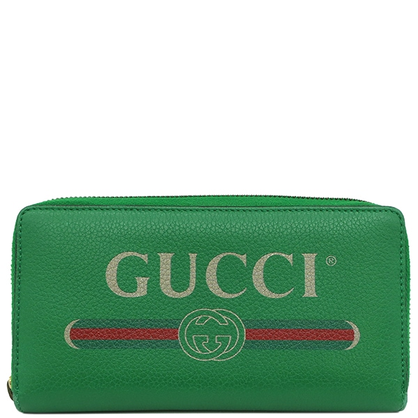 GUCCI ラウンドファスナー長財布 ヴィンテージ ロゴプリント レザー