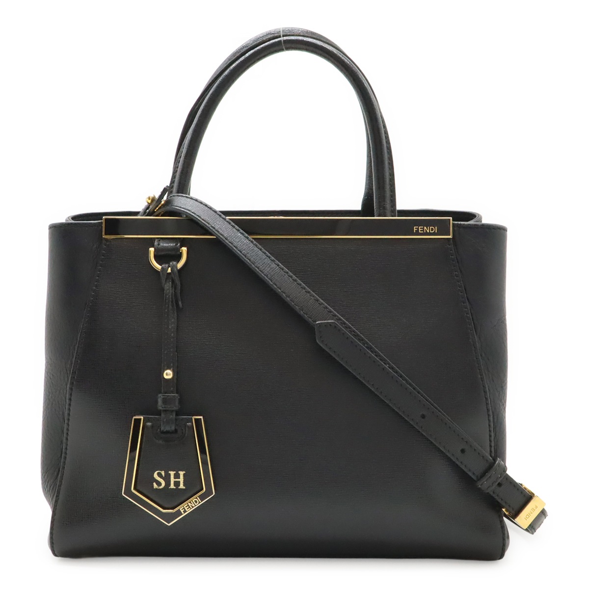 PETITE 2JOURS プチ トゥージュール ハンドバッグ トートバッグ 2WAY ショルダーバッグ レザー ブラック 黒 ゴールド金具 8BH25