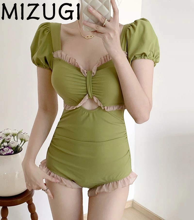 送料無料 水着 レディース ワンピース型 レディース水着 背中空き スイムウェア ワンピース水着 一体型 オールインワン ノースリーブ セクシー ビキニ 水泳 ギャザー 女性用 着痩せ 上品 露出控