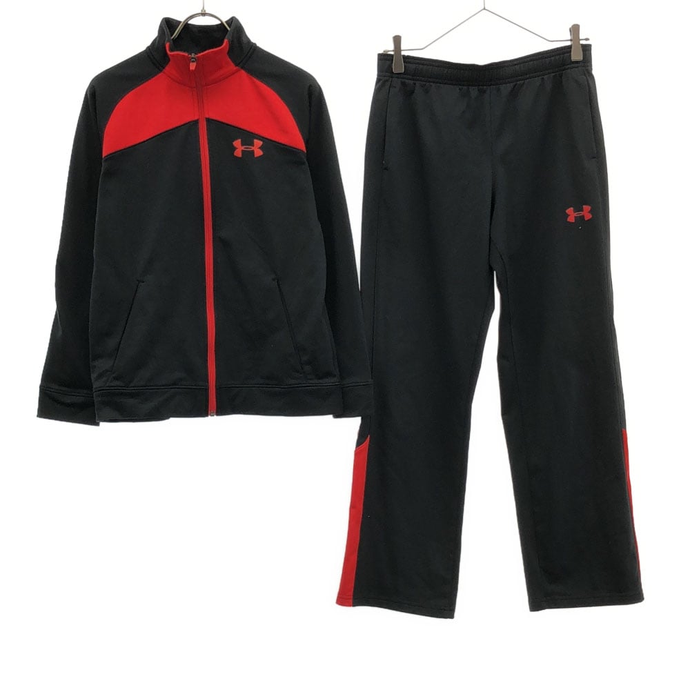 ロゴプリント トレーニング 長袖 ジャージ 上下セットアップ YXL ブラック×レッド キッズ