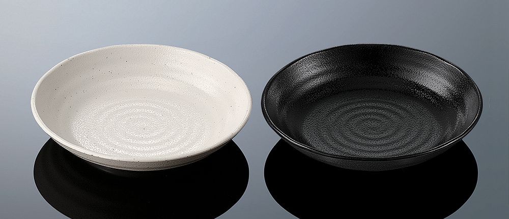 （まとめ買い）たくみ庵 丸深皿 23cm 黒 D258B [x3]