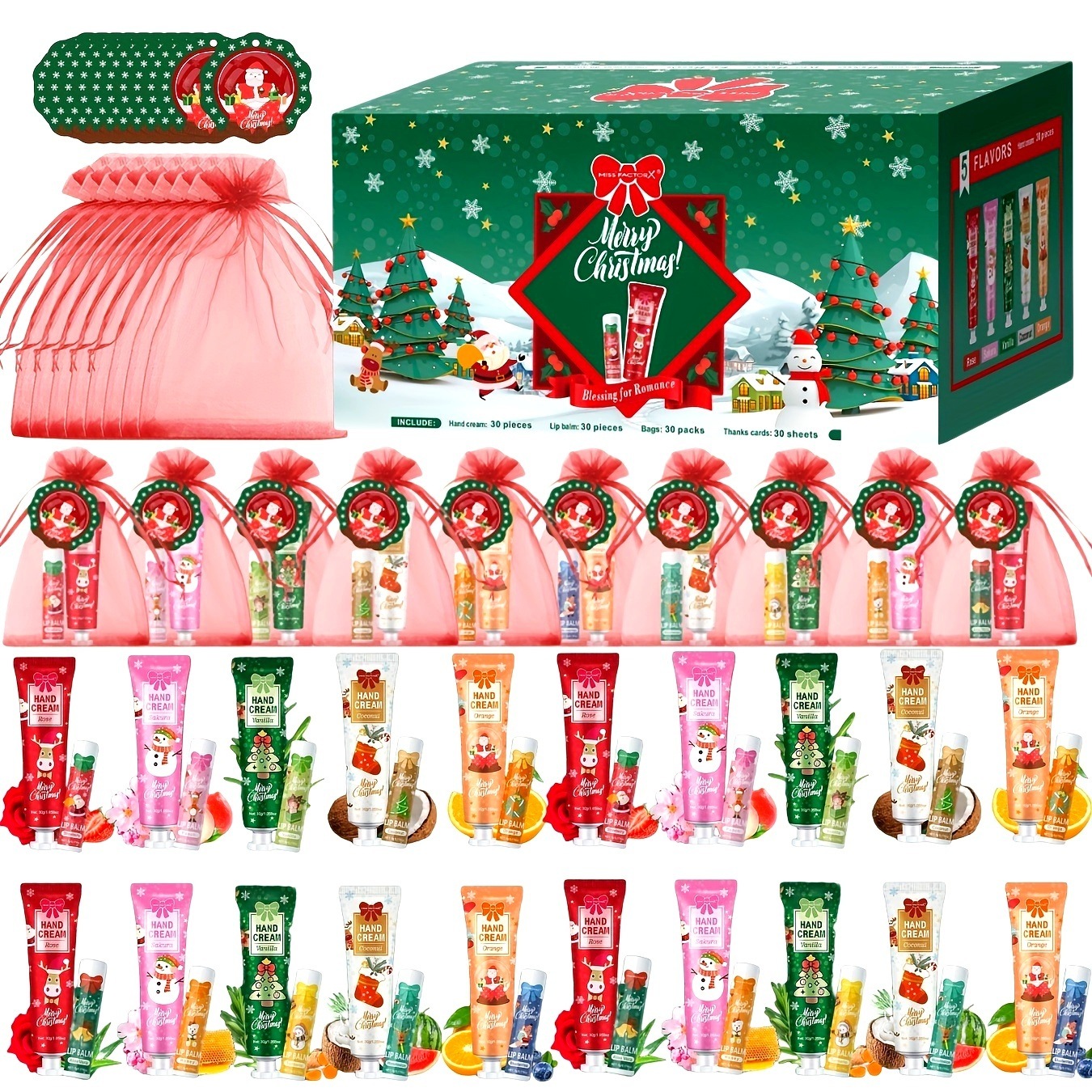 120個バルクウェディングブライズメイドアセンブリギフト配布リップバームバルク/ハンドクリームバルク/クリスマスカード/赤い糸バッグ*30個ホリデーパーティーギフト女性のバレンタインデーギフト