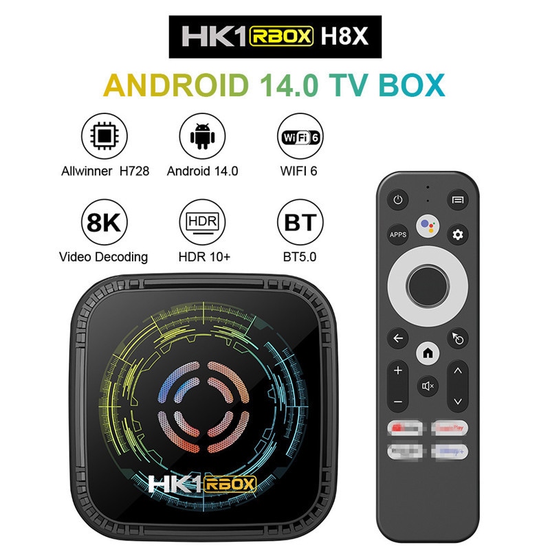 Hk1 Rbox H8x机顶盒安卓14全志h728电视盒高清8k带风扇网络播放器