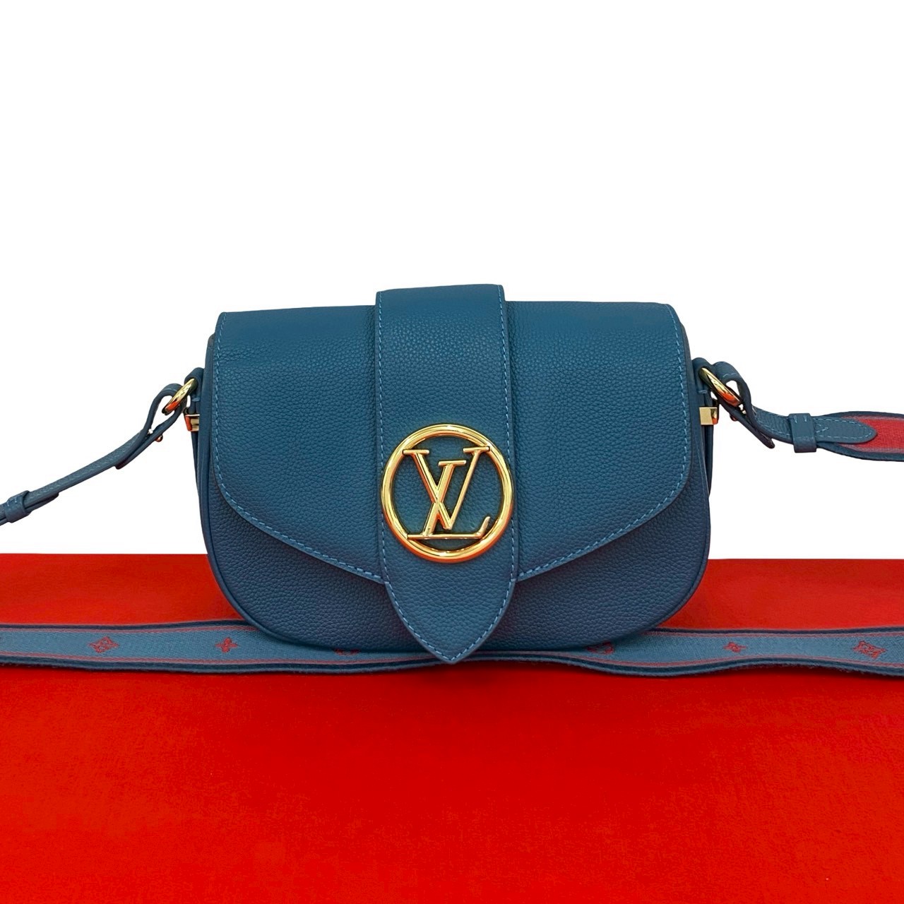 LV ポンヌフ ソフト MMショルダーバッグ レザー ブルー 64-10