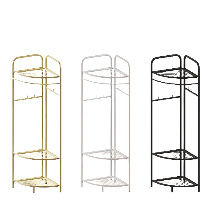 コーナー用衣類収納 省スペースで大容量の収納ができる 2タイプのデザイン ハンガー バッグ 小物収納 2段 3段 ゴールド ホワイト ブラックの三色展開