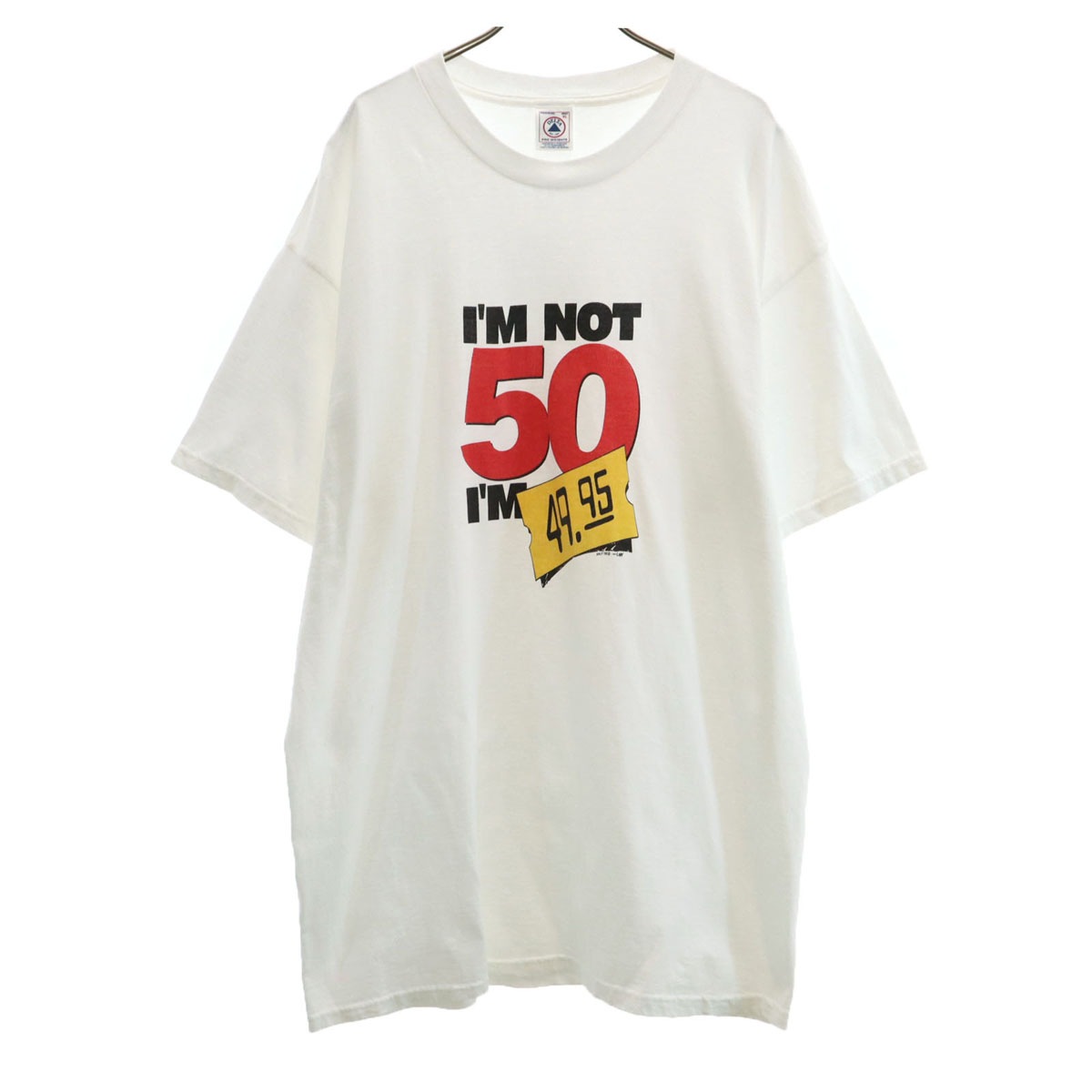 90s オールド IM NOT 50 半袖 ロング Tシャツ XL ホワイト メンズ 古着