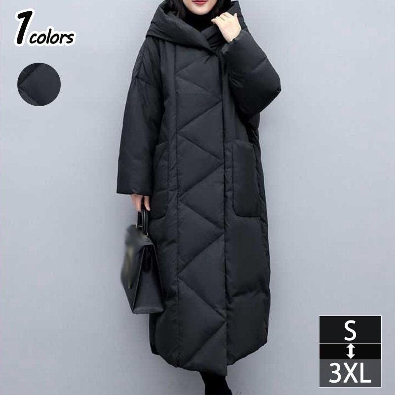 ダウンコート レディース ダウン ロングダウン コート ミドル丈 アウター 帽子付き ファー付き 防寒着 大きいサイズ 膝下 かわいい 防寒 女性用 冬服 コート 冬 暖かい ポケット 着痩せ 無地