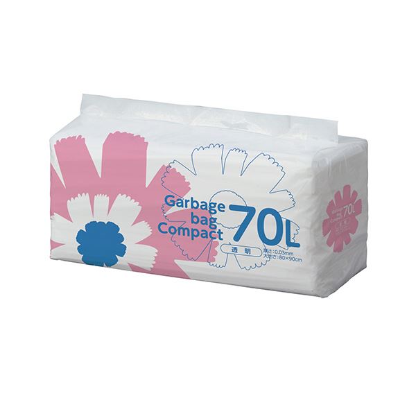 TANOSEE ゴミ袋 コンパクト 透明70L 1セット（400枚：50枚x8パック）