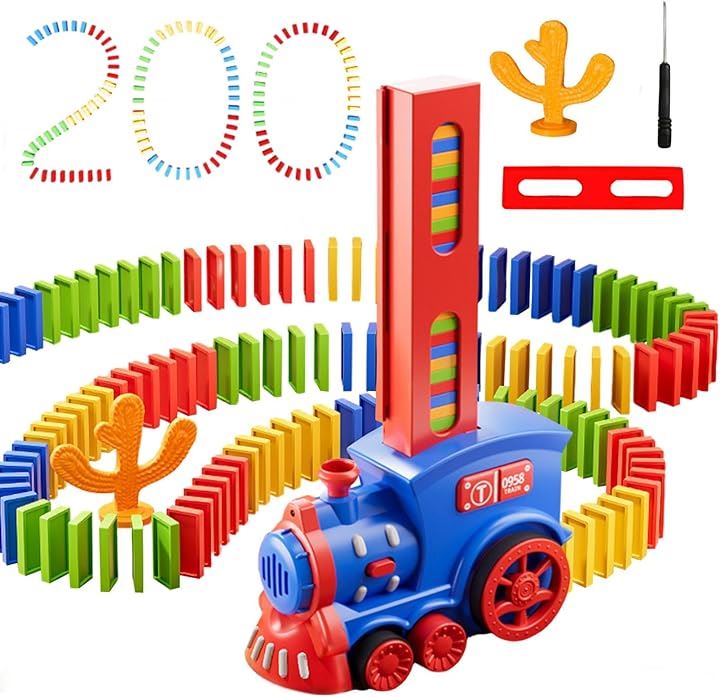 ドミノ 自動設置 ドミノ倒し 子供 おもちゃ 電車 domino(ブルー(2個セット))