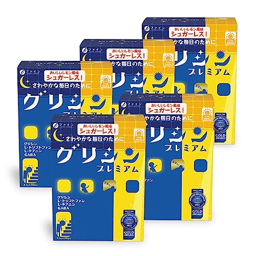 ファイン グリシン グリシンプレミアム レモン風味 GABA テアニン トリプトファン 配合 国内生産 (1日1包/30包入) 5個