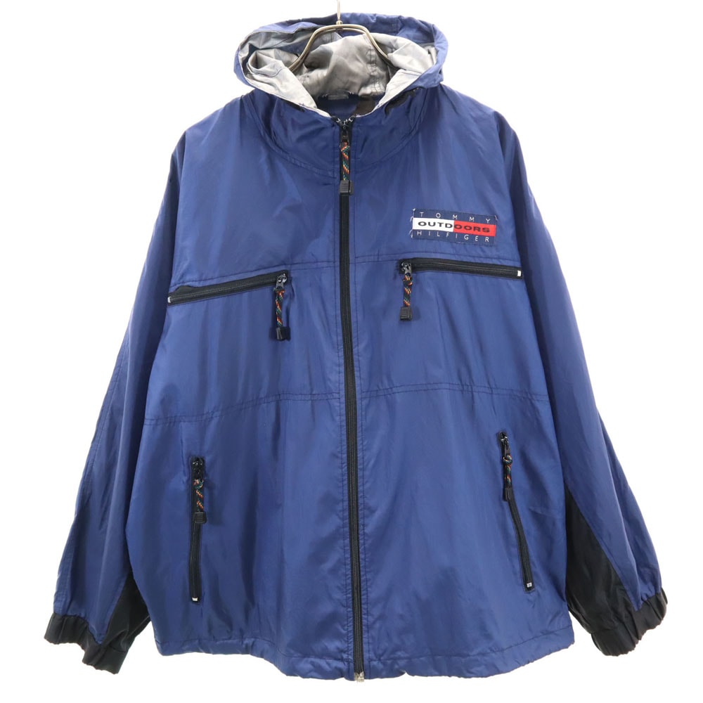90s オールド フラッグタグ ナイロンジャケット L ネイビー×ベージュ OUTDOORS メンズ 古着