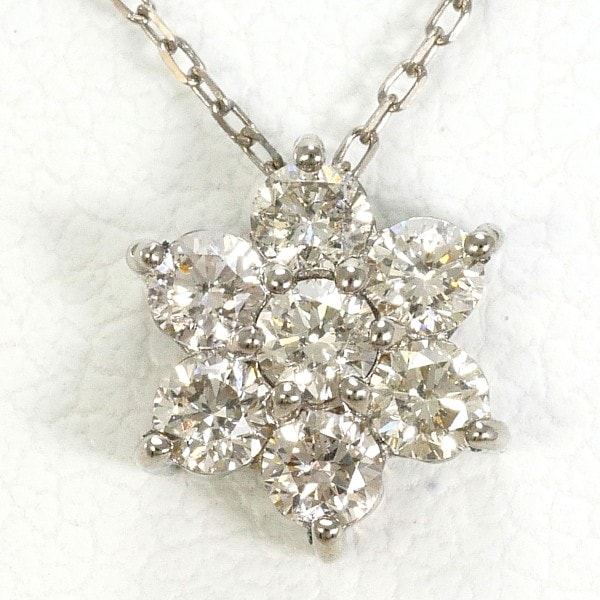 K18 18金 WG ホワイトゴールド ネックレス ダイヤ 0.30 約40cm ジュエリー 中古