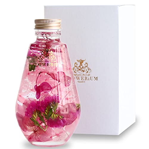 FLOWERiUM 母の日ギフト ハーバリウム 2025 贈り物 花 フラワーギフト 日本製 記念日 誕生日 プレゼント 女性 大切な人 mother フラワリウム ドロップボトル (ピンクパープル)