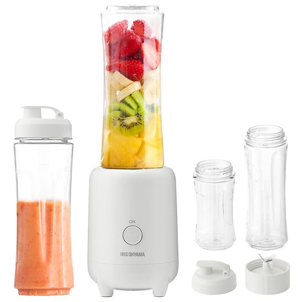 アイリスオーヤマ ミキサー ジューサー ハンドミキサー ブレンダー ハンドブレンダー スムージー 氷も砕ける フルーツ ホワイト 大容量 小型 IBB-601-W お手入れ簡単 持ち運び おしゃれ 6