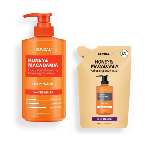 クンダルピュアボディウォッシュホワイトマスク500ml+詰め替えパックホワイトマスク400ml保湿鎮静香りしっとり