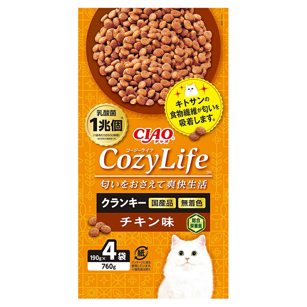 キャットフード　いなば　ＣＩＡＯ　Ｃｏｚｙ　Ｌｉｆｅ　クランキー　チキン味　１９０ｇX４袋X８　ＣＲＣ35―15―20―05―10