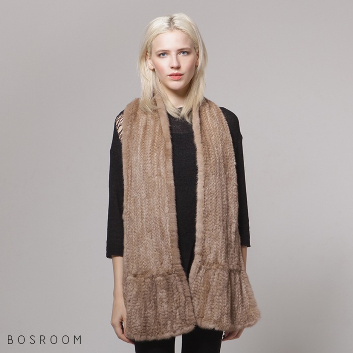送料無料BOSROOM女性の自然毛皮ミンクのA級20cmショール2color