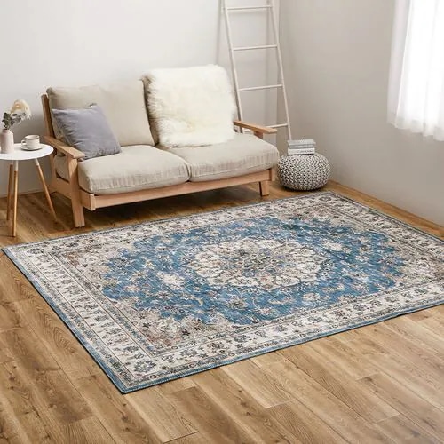 【メーカー直送品】萩原 転写プリントラグ カメオ 約230×330cm ブルー