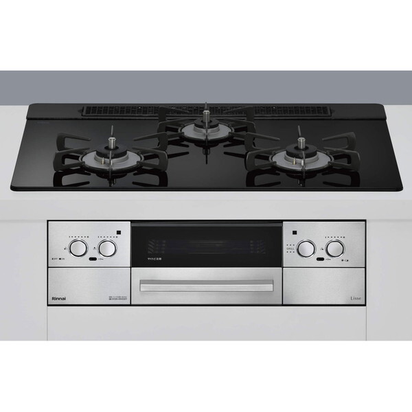 ビルトインガスコンロ 都市ガス用 3口 左右強火力タイプ 幅75cm RHS71W42J1RSTW-13A ナイトブラック Lisse（リッセ）