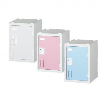 オフィス・店舗向け 多人数ロッカー シリンダー錠タイプ 1人用 本体色:ALPSホワイト/左右連結穴付 COM-SHW1A-P・ピンク