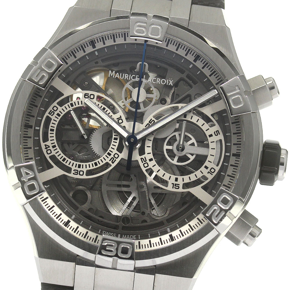 モーリスラクロア MAURICE LACROIX AI6098-SS001-090-1 アイコン クロノグラフ スケルトン 自動巻き メンズ 良品 箱・保証書付き_862975【中古】