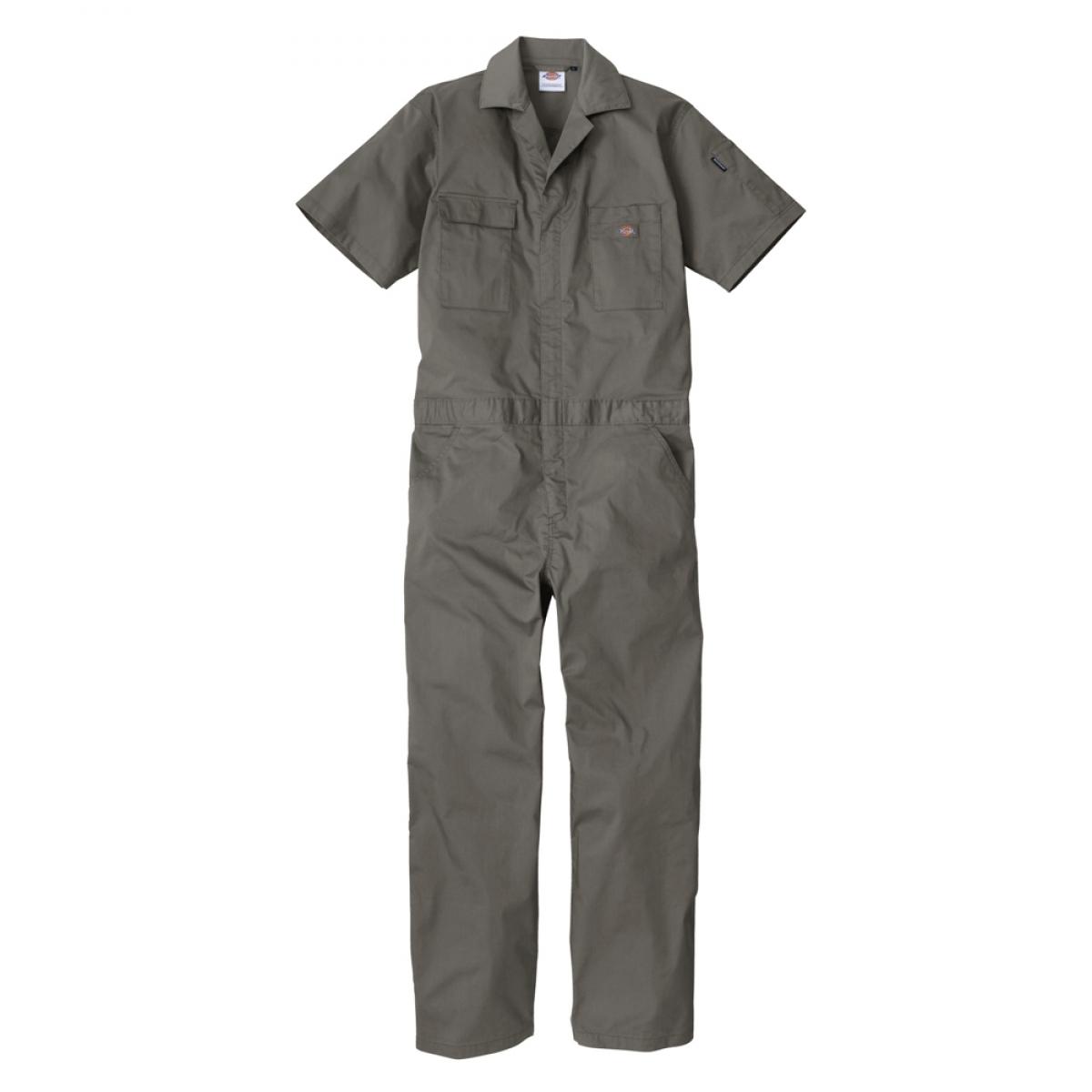 Dickies ディッキーズ ライトT/Cストレッチ 半袖ツナギ アーミー XS D-6702 つなぎ 接触冷感 夏 コーコス 作業着 作業服