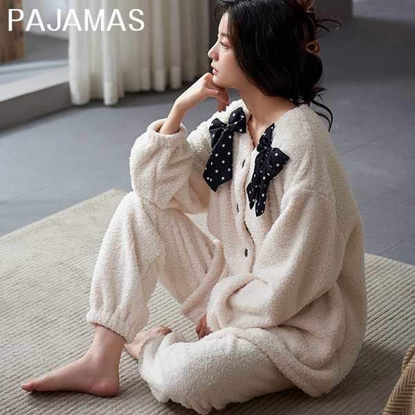 パジャマ 上下セット ウェア 韓国 可愛い おしゃれ 前開き レディース かわいい オーバーサイズ ナイトウェア 着る毛布 裏起毛 あったかい 厚手 ゆったり