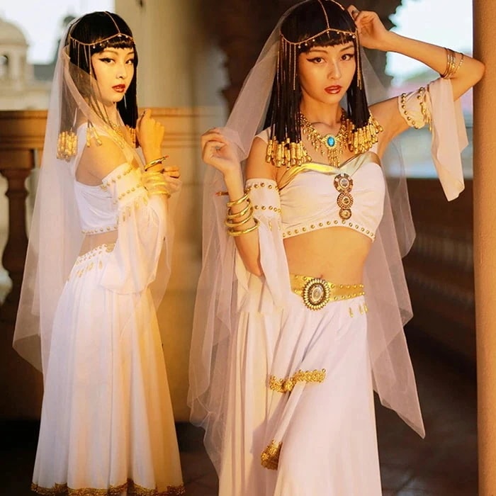 ハロウィン コスプレ コスプレ衣装 クレオパトラ コスチュームセット トップス スカートパンツ ベール セット衣装 ハロウィンコスプレ 衣装 仮装 コスチューム エジプト 女王 ハロウィン衣装 民族衣