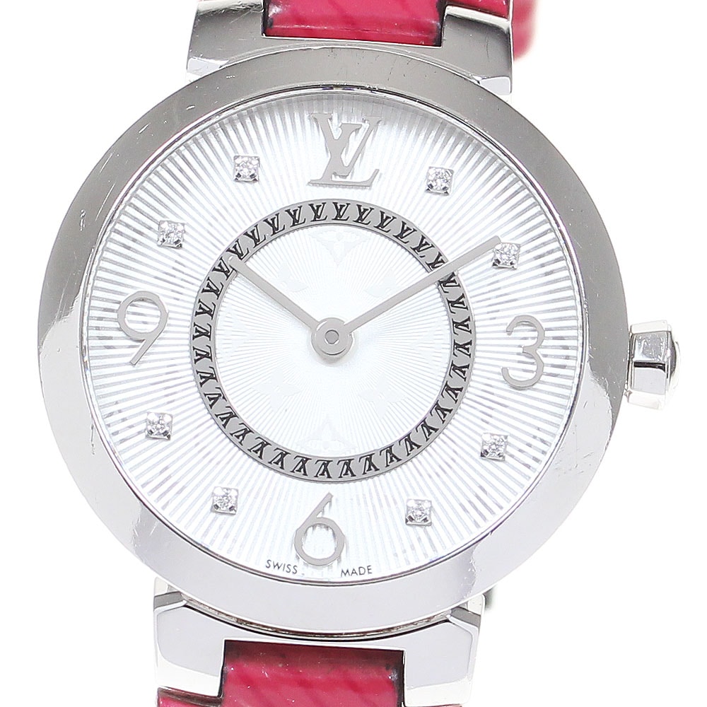 ルイ・ヴィトン LOUIS VUITTON Q12MG タンブール スリム 8Pダイヤ クォーツ レディース 箱・保証書付き_846962【中古】