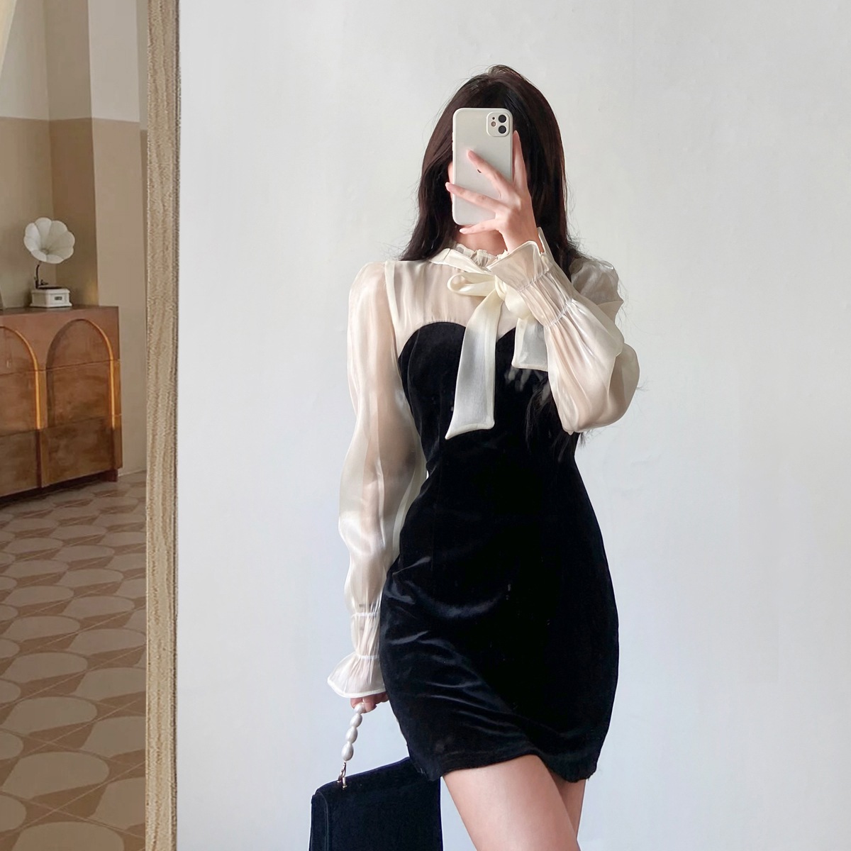 ワンピース レディース ワンピドレス タイトスカート フェイクワンピース ミニ丈 ミニ 袖あり