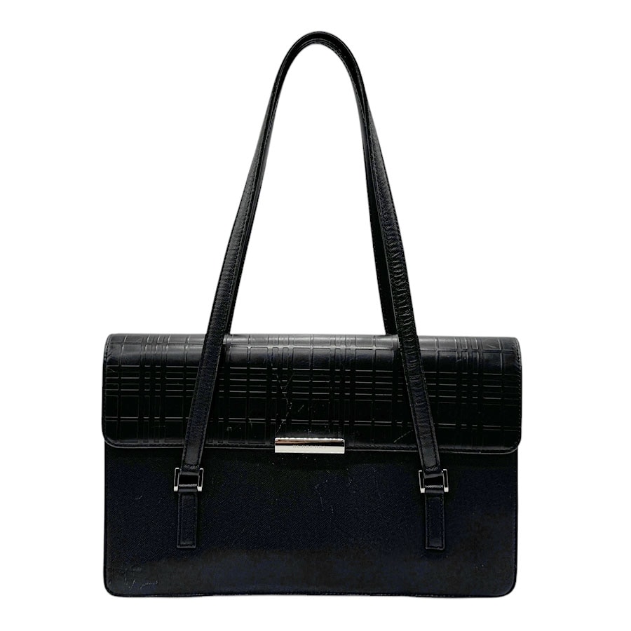 バーバリー BURBERRY ショルダーバッグ レザー ブラック シルバー レディース z2914
