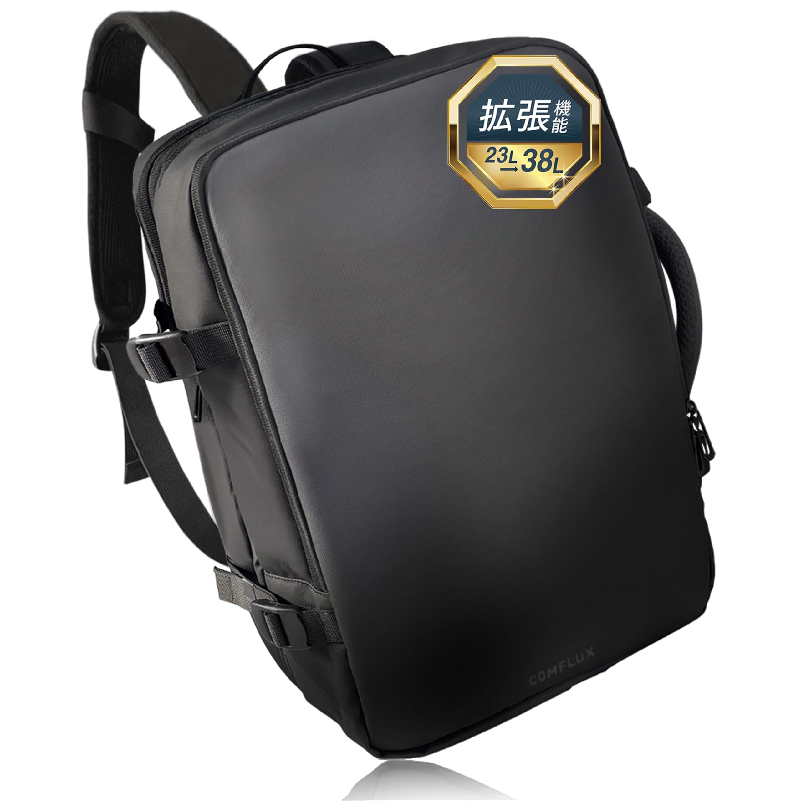 [コンフラックス] ビジネスリュック デザイン徹底改良 バックパック リュック リュックサック カバン バッグ 出張 旅行 国内メーカー 大容量 拡張 メンズ マチ 防水 撥水加工 多機能 自立 黒