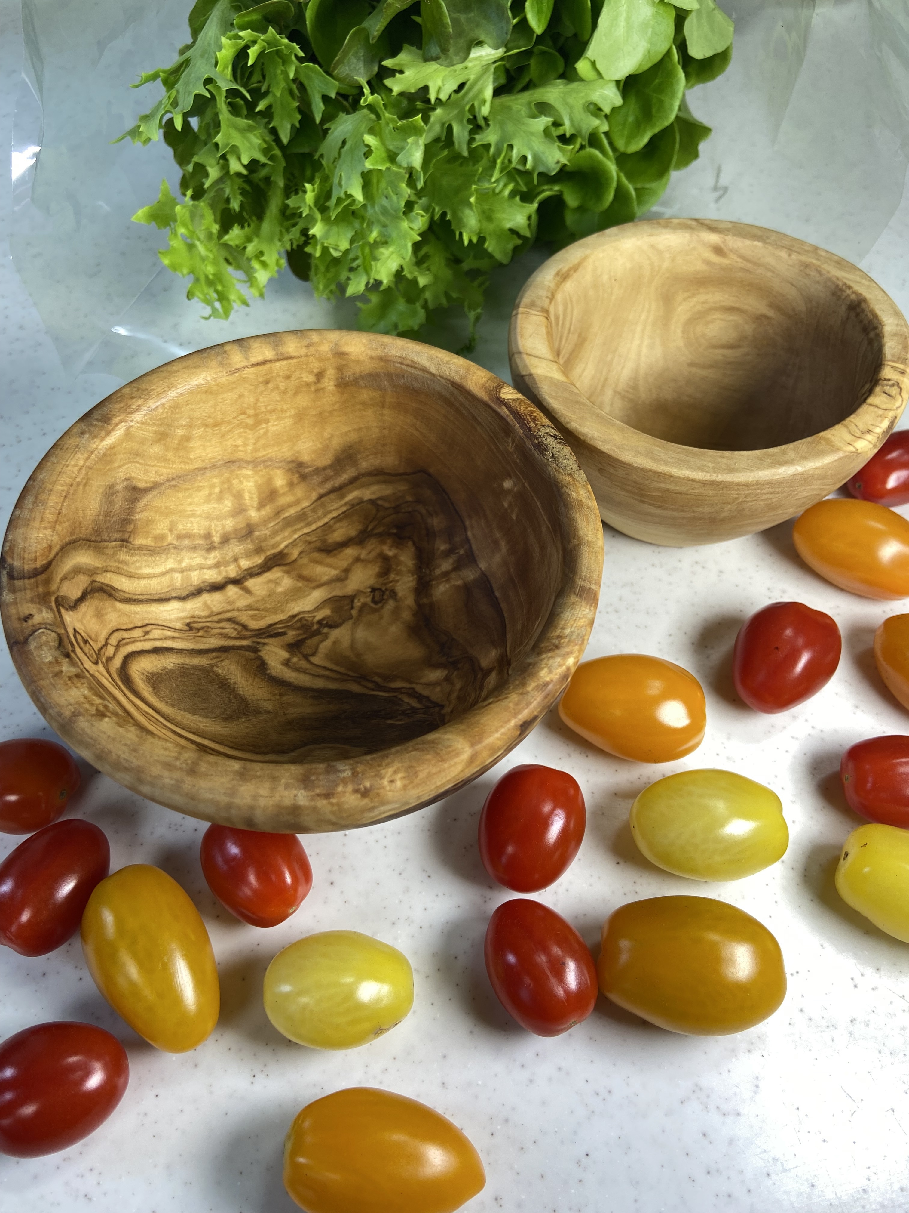 オリーブウッド　ハンドメイドボウル　大小2個セット